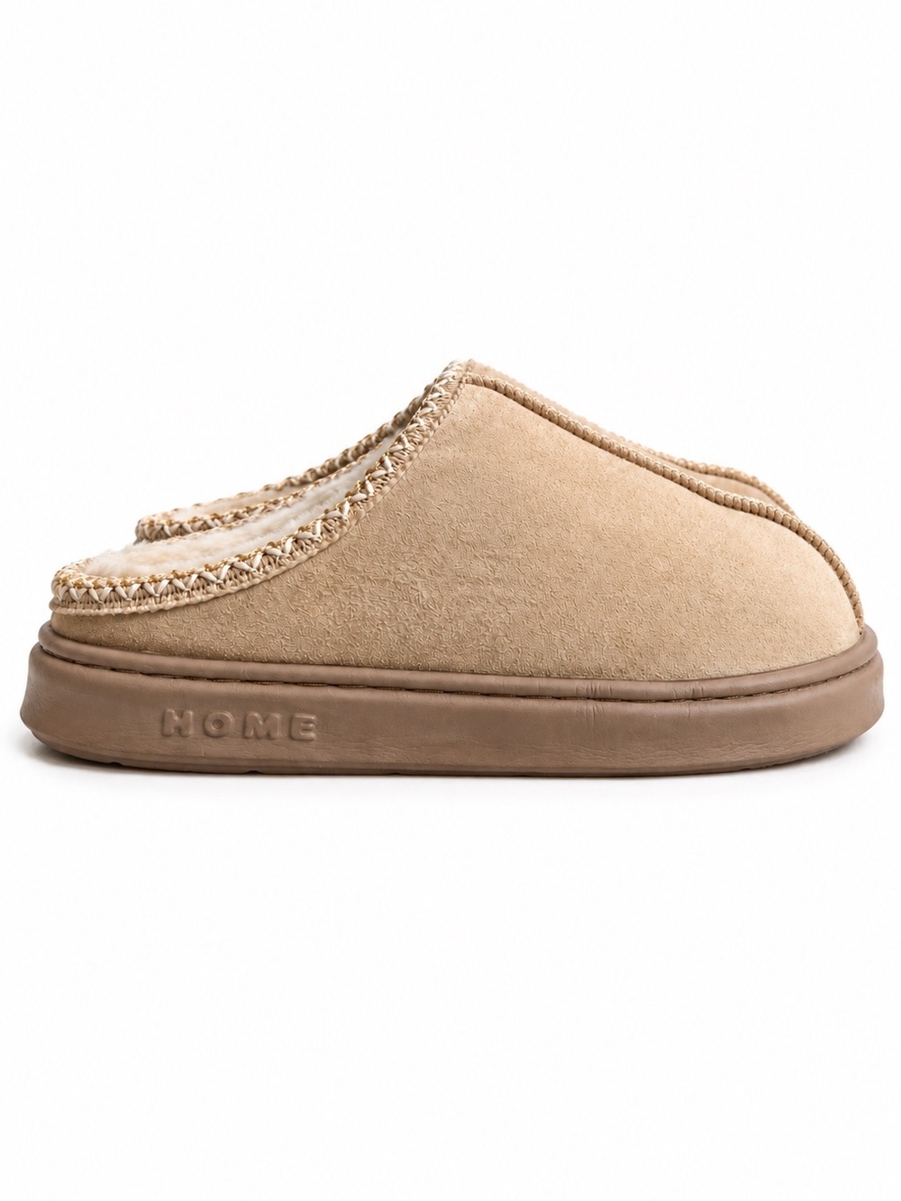 Cozy Faux Suede Fur Lined Mule Slippers Beige Tan Women’s Comfort Slip-On 9/10 - Picture 7 of 8